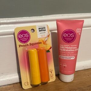 EOS Peach Squeeze Lip Balm and Pink Shave Cream Duo